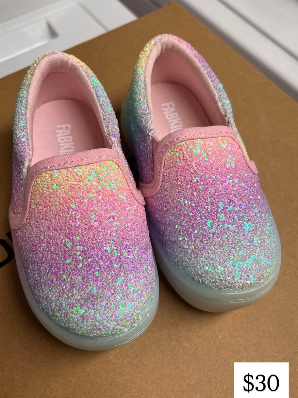 Girls Glitter Slip-On Sneakers - Pink Ombre